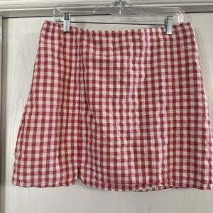 American Eagle Outfitters Pink and White Gingham Mini Skirt